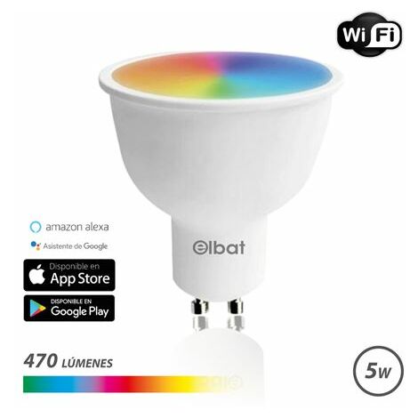 Elbat lampadina a led smart wi-fi gu10 5w 470lm rgb - temperatura da 2700k  a 6000k 