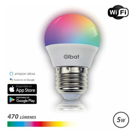 Elbat lampadina a led sferica smart wi-fi g45 e27 5w 470lm rgb