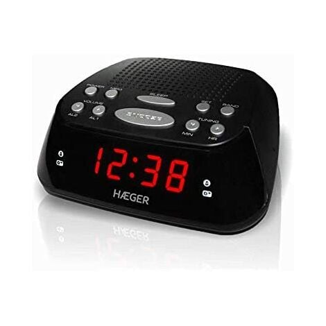 HAEGER Snooze - Radio sveglia digitale - Funzione Snoozer/Sleep, doppia  sveglia, 20 stazioni memorizzate (10 FM / 10