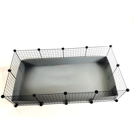 Gabbia modulare C&C 3x2 per conigli, porcellini d'India e ricci, dimensioni 14,5 x 7 x 37 cm, colore argento