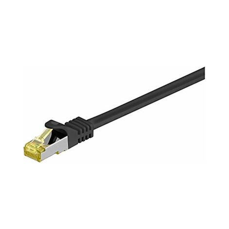 RJ45 cavo patch CAT 6A S/FTP (PiMF), 500 MHz, con cavo grezzo CAT 7 , nero, guaina per cavo senza alogeni LSZH, rame, connettore RJ45 (CAT 6A). Lunghezza del Cavo 7.5 m
