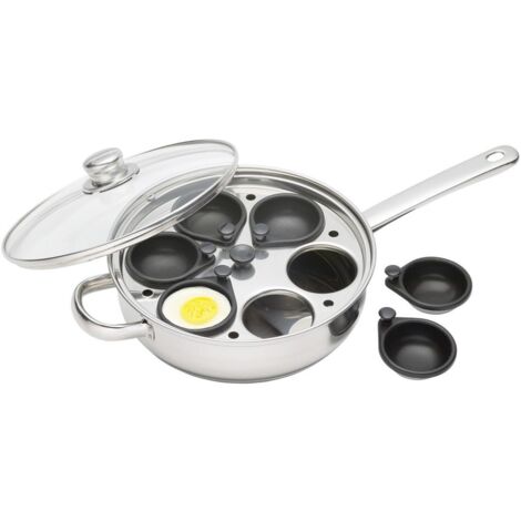 KC BLUE Kitchen Craft KCCVPOACH6 Clearview - Casseruola in acciaio inox per la cottura in camicia delle uova de (6 fori, 28 cm) (1/4)