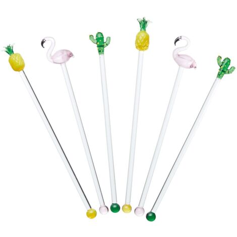 BARCRAFT Tropical Chic-Cocktail shaker de Crystal (Set de 6), Multicolore, 1 x 1 x 1 cm, 6 Set (1/3)