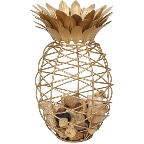 BarCraft Vaso in metallo a forma di ananas per tappi di vino de, 20 x 28 cm - Oro (1/4)