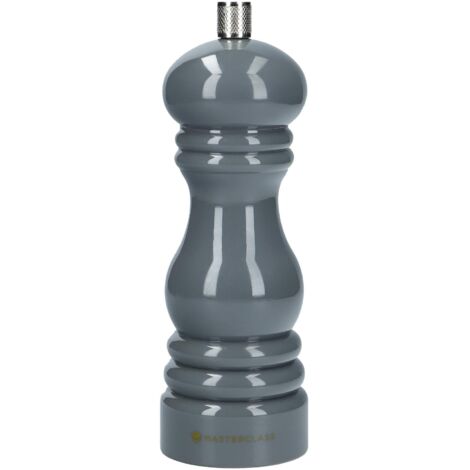 KitchenCraft MasterClass Macina sale o pepe manuale in acciaio inox, coperchi intercambiabili con iniziali, plastica, 17 cm - Grigio (1/5)