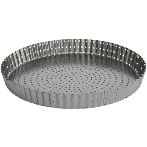 KitchenCraft MasterClass Stampo antiaderente per torte e quiche con fori con base rimovibile, 28 cm (1/4)