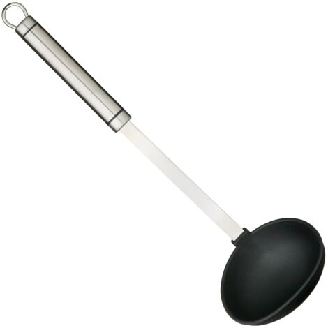 KitchenCraft Professional - Cucchiaio de Cucchiaio da cucina, testa in nylon antiaderente, acciaio inox, 33 cm