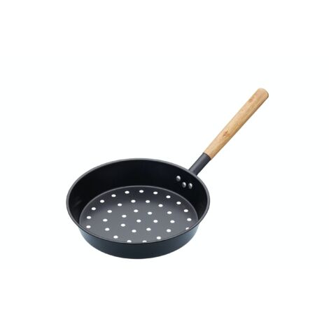 KitchenCraft Padella di castagne con fori di acciaio al carbonio, 50 x 27 x 15 cm - Nero (1/4)