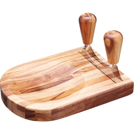 KitchenCraft NaturalElements Doppio coltello Mezzaluna con tagliere in  legno per erbe aromatiche (set da 2 pezzi)