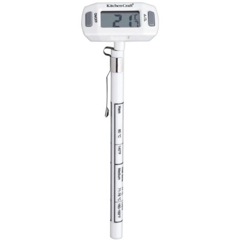 KitchenCraft Termometro Digitale per Alimenti con Coperchio Protettivo, Adatto a misurare la temperatura di Carne, Pollame e Marmellata, Batteria Inclusa, Legge Temperature da -45 °C a 200 °C (1/4)