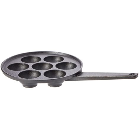 KitchenCraft - Padella Aebleskiver con 7 spazi e ricetta de Aebleskiver, in ghisa, 20,5 cm (1/4)