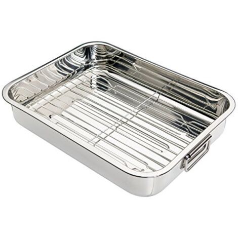 Kitchen Craft - de pirofila rettangolare con ripiano (acciaio inox), argento, 37 x 28 x 6,5 cm (1/4)