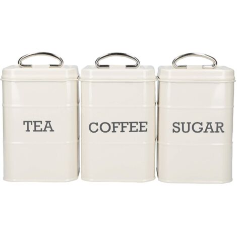KitchenCraft Living Nostalgia Barattoli per caffè, tè e zucchero de Steel in Box dede Gift 3 Units Antique Cream Colour (1/4)