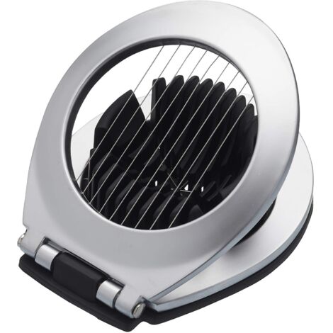 KitchenCraft MasterClass Taglierina per uova sode 2 in 1, acciaio inox, argento, 9 x 12 x 16 cm - Argento/Nero (1/4)