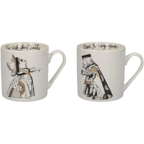 V&A Alice nel Paese delle Meraviglie - Set de tazza in confezione regalo de, porcellana, Oro bianco e nero, 350 ml, Set di 2 (1/2)