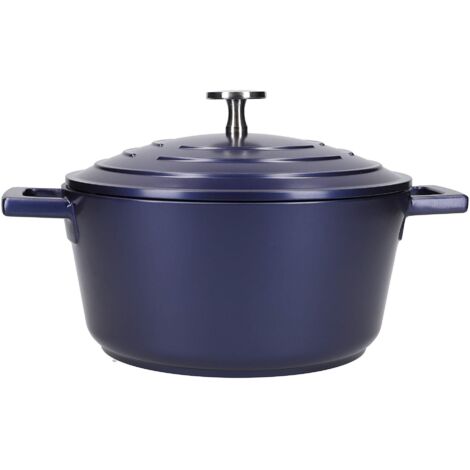 MasterClass Casseruola piccola con coperchio, 2,5L/20cm, in alluminio fuso leggero, sicura per forno e piano cottura a induzione, blu (1/4)