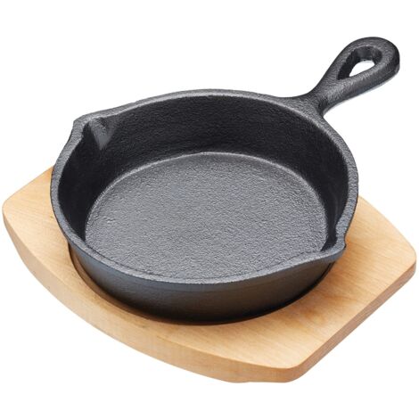MasterClass KitchenCraft Artesà Small Skillet of Cast Iron, Round, Measures 17 x 13 cm - Black/Beige (1/5)