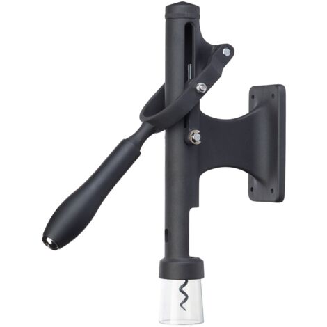 BarCraft - Cavatappi professionale da parete con apribottiglie, metallo, nero, 31,5 x 6,5 x 6,5 x 26 cm