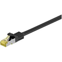 RJ45 cavo patch CAT 6A S/FTP (PiMF), 500 MHz, con cavo grezzo CAT 7 , nero, guaina per cavo senza alogeni LSZH, rame, connettore RJ45 (CAT 6A). Lunghezza del Cavo 1 m