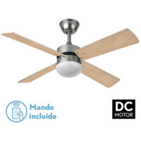 Ventilatore dc sofia 2xe27 nickel 4 pale rev.faggio/argento 40x107d con timer remoto