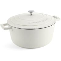 MasterClass Casseruola con coperchio, grande 5L/28 cm, leggera in alluminio fuso, adatta per forno e piano cottura diinduzione, crema