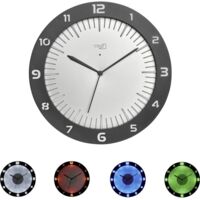 TFA Dostmann Lumoclock 60.3553 - Orologio de Parete con luce led (9 Varianti de Colore, 30 cm), Colore Grigio