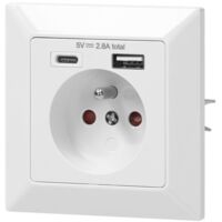 PRESA SINGOLA 2P+Z USCITA USB-A + USB-C - ON-AE-13232