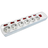 6 prese base 16A/250V con interruttori indipendenti Electro DH. Termostabile. 36.189 8430552130160
