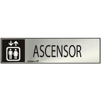Cartello informativo "ascensore" (adesivo in acciaio inox 0,8 mm) 5x20cm
