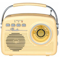 Lauson ra143 radio analogica vintage crema con altoparlante integrato 2w am/fm batteria ricaricabile bluetooth usb sd