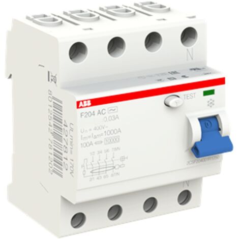 ABB Fehlerstrom-Schutzschalter 4-polig 63A 30mA Typ AC F204 4 Module F427814