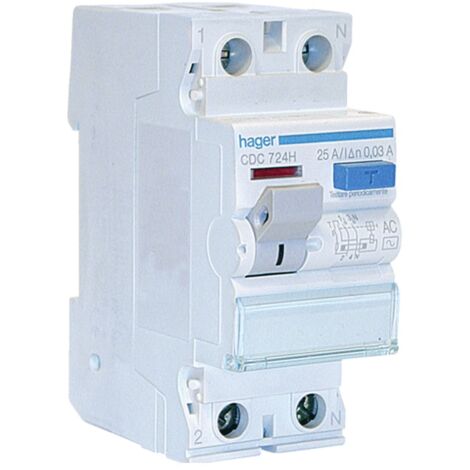 Hager Fehlerstrom-Schutzschalter 2P 25A 30MA AC 2 Module CDC724H
