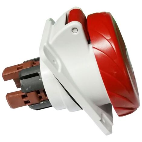 Industrie-Steckdose IP44 - 4-polig, 16A, Rot/weiß, Wasserdicht, Für Baustelle, Werkstatt Und Outdoor