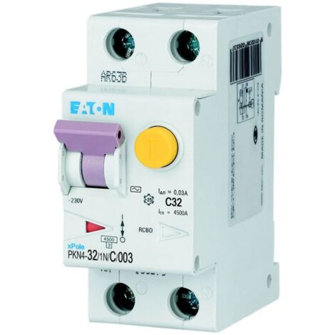 Eaton Fehlerstromschutzschalter 32A 1P+N 4,5kA 30mA Kurve C Typ AC 2M 237161