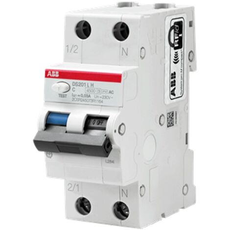 Abb Fehlerstromschutzschalter DS201LH 16A 1P+N 30mA C 4,5 kA AC 2M DS201LHC16AC30