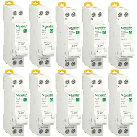 Schneider FI-LS-Schalter 16A 1P+N 4.5KA Kurve C 1M 10St. R9P35616