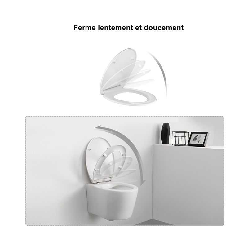Abattant WC frein de chute soft close Or Scintillement Finition de haute qualité Fixation facile 
