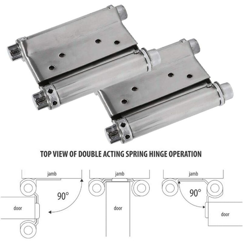 Pour porte battante et battante Épaisseur : 3 mm Charnière de porte battante Double action En acier inoxydable 76 mm Jusqu/'à 15 kg
