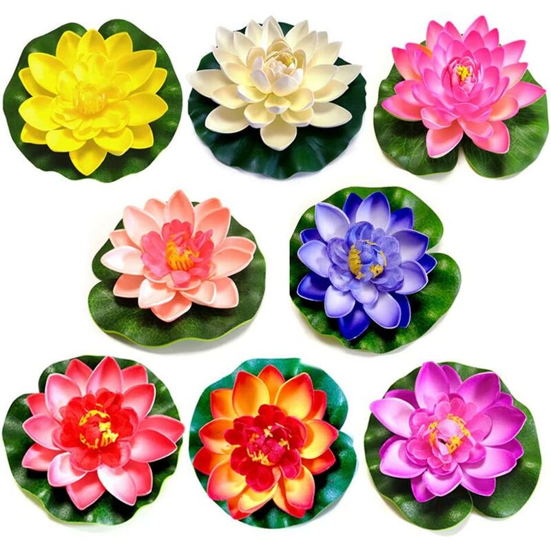 décoration de bassin flottante fleur de lotus pour étang de jardin maison nénuphar en mousse réaliste Wakauto Lot de 5 nénuphars artificiels fleur de lotus 