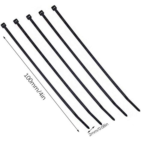 Yeelan 1000pcs Serre-câbles électriques Nylon Cravates Plastique Cable Glissiere Attache 2x100mm, noir 