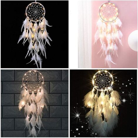 Dsaren Capteur De Reves En Plumes Attrape Reve Lumineux Fait Main Mobiles Attrape Reves Retro Romantique