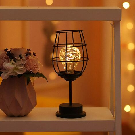 les fêtes JHY DESIGN Lampe de table à cage en métal Lampe sans fil à piles avec ampoule LED de style Edison Idéal pour les mariages les événements de patio pour l'intérieur à l'extérieur 