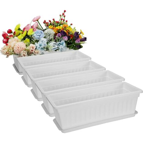 Paquet de 5 boîtes de fenêtre à fleurs blanches de 17 pouces en plastique