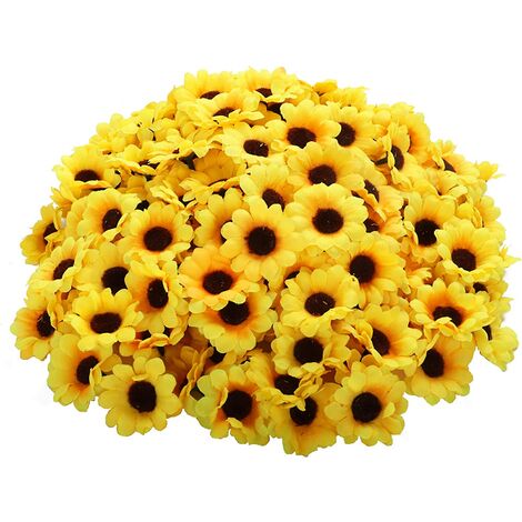 Tournesol jaune vif fleurs de soie artificielle 15 têtes utiliser pour intérieur/extérieur 