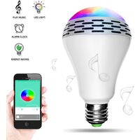Télécommande Bluetooth 4.0 Smart LED Ampoule Lampe avec haut-parleur Lecteur de musique pour la maison et la nuit Standard E27 Ampoule intelligente Bluetooth RVB Couleur Dimmable E26 blanc 