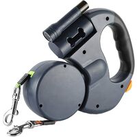 Double de Chien Laisse, laisse chien enrouleur, rotation réglable à 360 °  sans enchevêtrement avec bandes réfléchissantes, lampe de poche et 