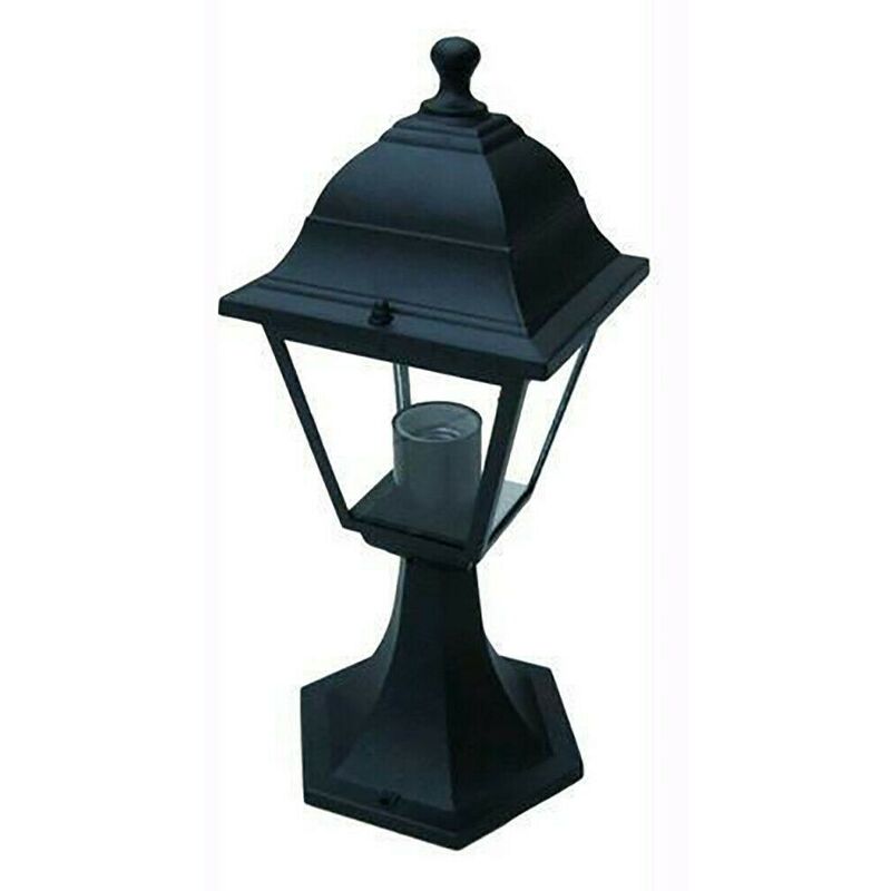 Lanterna da Appoggio 40 cm in Alluminio per uso Esterno colore Nero Vetro  Liscio