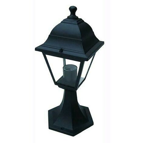 Lanterna da Appoggio 34 cm in Alluminio per uso Esterno colore Nero Vetro  Liscio