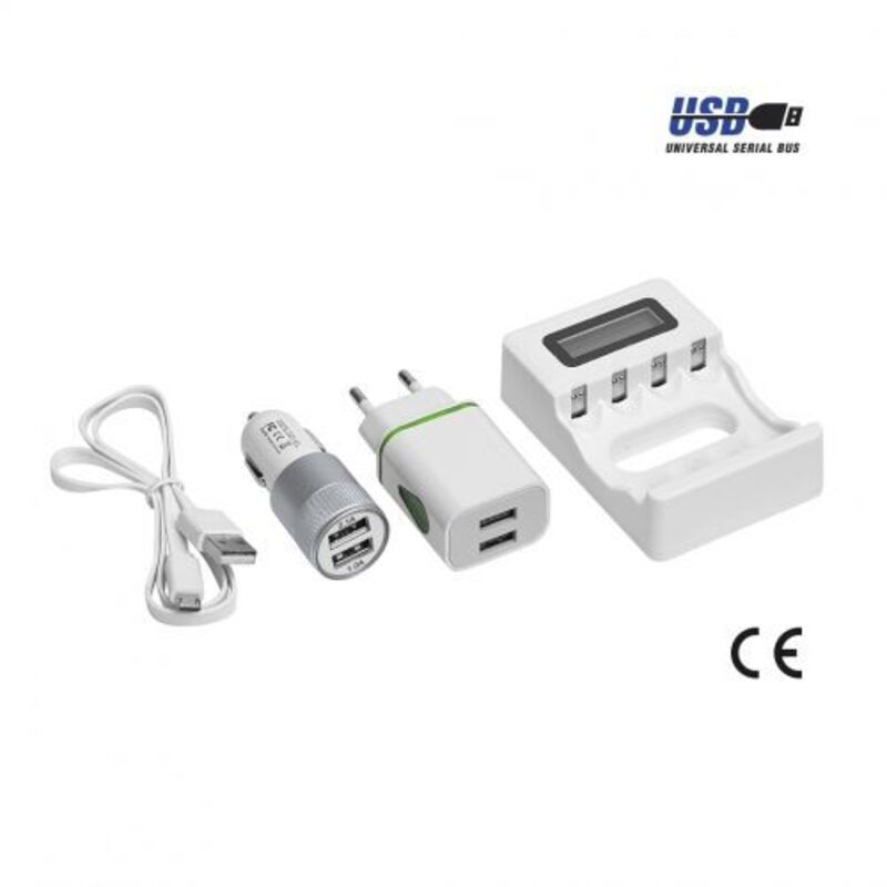 Caricabatterie USB Per Pile AA E AAA - Compatto E Portatile, Colore Bianco - Foto 7
