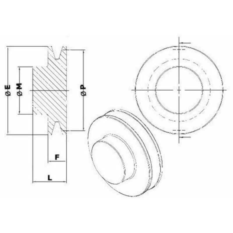 Puleggia A Doppia V Per Motori 168F/170F - Foro 20mm, Testa Convessa, Nera - Foto 5